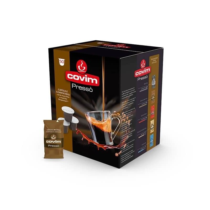 50 CAPSULE CAFFE' ESPRESSO PRESSO' OROCREMA COVIM - COMPATIBILE NESPRESSO